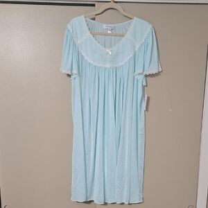 Miss Elaine Aqua Lace-Trimmed Nightgown Size 3X NWT